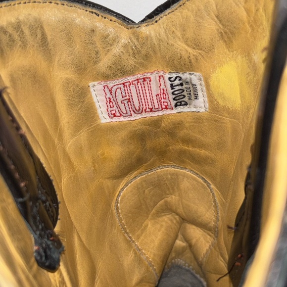 AGUILA Cowboy Boots Black Leather MEXICO US 11 - Picture 4 of 11